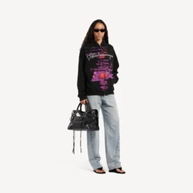 Hoodies com capuz e fecho «Dream» para mulher, em preto