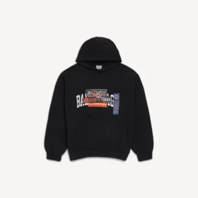 Hoodies para homens, corte médio, com estampado «Bumper Stickers», em preto