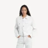 Jaqueta clássica de corte quadrado «Wings» para mulher, em branco