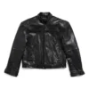 Jaqueta com fecho de correr desconstruído FW23 «Pele de búfalo macia preta» 768749TMS031000