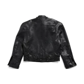 Jaqueta com fecho de correr desconstruído FW23 «Pele de búfalo macia preta» 768749TMS031000