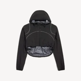 Jaqueta curta techwear para mulher em preto