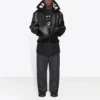 Jaqueta de aviador em pele Cocoon «Preto» 646456TKS311069