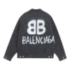 Jaqueta de Denim BB com efeito spray, corte largo «Dark Grey White» 678354TIWA21440