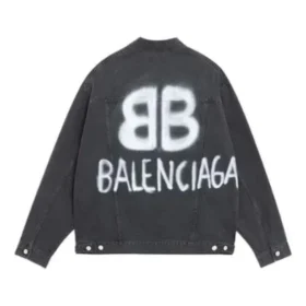 Jaqueta de Denim BB com efeito spray, corte largo «Dark Grey White» 678354TIWA21440