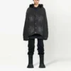 Jaqueta de Denim com capuz e botões com efeito descolorido «Preto» 724653TNW541129