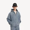 Jaqueta de denim com capuz e costura em denim para homem, em azul escuro