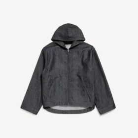 Jaqueta de denim com capuz para homem em índigo cru