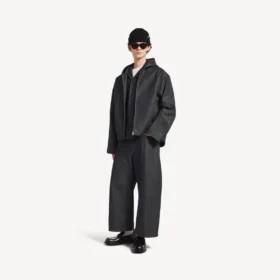 Jaqueta de denim com capuz para homem em índigo cru
