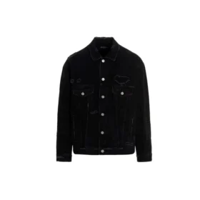 Jaqueta de Denim com código de barras desfigurado «Preto» 664329TBP471055