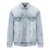 Jaqueta de Denim com efeito spray BB, corte largo «Azul claro e amarelo» 678354TDW143341