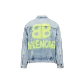 Jaqueta de Denim com efeito spray BB, corte largo «Azul claro e amarelo» 678354TDW143341