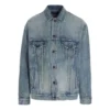 Jaqueta de Denim com estampado do logótipo da faculdade, fundado em 1917, corte largo, «Washed Light Blue» 675207TJW795620