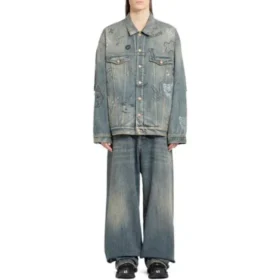 Jaqueta de Denim com grafite «Azul claro» 721708TOW664036