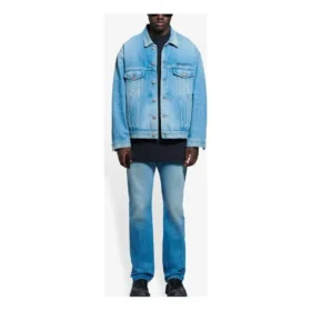 Jaqueta de Denim com logótipo clássico Balenciaga SS21 para homem, azul claro 657608TDW154307 Jaqueta de Denim com logótipo clássico Balenciaga SS21 para homem, azul claro 657608TDW154307