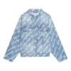 Jaqueta de Denim com logótipo em letra cursiva por toda a peça «Azul Claro Branco» 681690TJW904200