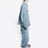 Jaqueta de Denim com logótipo em letra cursiva por toda a peça «Azul Claro Branco» 681690TJW904200