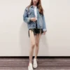 Jaqueta de Denim com logótipo nas costas «Azul-verde» 606170TDW144065