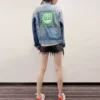 Jaqueta de Denim com logótipo nas costas «Azul-verde» 606170TDW144065