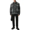 Jaqueta de Denim com logótipo nas costas, corte largo, «Fake Wash Black» 620728TIW435720