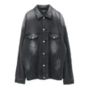 Jaqueta de Denim desbotada, corte largo, «Preto» 662772TKVG51000