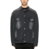 Jaqueta de Denim desbotada, corte largo, «Preto» 662772TKVG51000