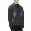 Jaqueta de Denim desbotada, corte largo, «Preto» 662772TKVG51000