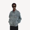 Jaqueta de denim Kick para mulher em azul vintage sujo
