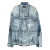 Jaqueta de Denim oversize com detalhes recortados e anéis «Azul» 697779TMW264437