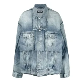 Jaqueta de Denim oversize com detalhes recortados e anéis «Azul» 697779TMW264437