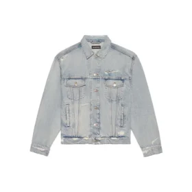 Jaqueta de Denim unissexo com logótipo FW21 azul 664329TBP488961 Jaqueta de Denim unissexo com logótipo FW21 azul 664329TBP488961