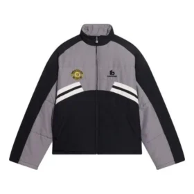 Jaqueta de fato de treino com gola em funil acolchoado «Cinza Preto» 675462-TKO48-1000 Jaqueta de fato de treino com gola em funil acolchoado «Cinza Preto» 675462-TKO48-1000