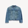 Jaqueta de motoqueiro em denim justinho para homem, em azul escuro