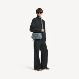 Jaqueta de treino masculina de corte elegante em azul-marinho/verde-escuro