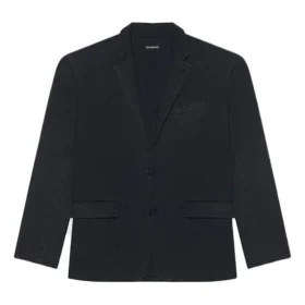 Jaqueta grande de malha retro Balenciaga FW21 para homem, preto 662388TAV041000