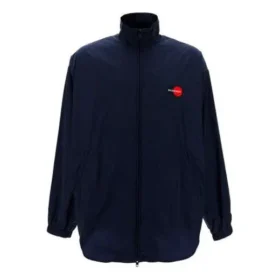 Jaqueta masculina Balenciaga com logótipo, fecho de correr e gola alta, azul 622002TIO508065