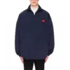 Jaqueta masculina Balenciaga com logótipo, fecho de correr e gola alta, azul 622002TIO508065
