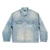 Jaqueta Oversized com Padrão Diagonal “Denim Japonês Azul Claro com Anéis” 773616TPW534868