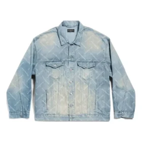 Jaqueta Oversized com Padrão Diagonal “Denim Japonês Azul Claro com Anéis” 773616TPW534868 Jaqueta Oversized com Padrão Diagonal “Denim Japonês Azul Claro com Anéis” 773616TPW534868