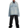 Jaqueta Oversized com Padrão Diagonal “Denim Japonês Azul Claro com Anéis” 773616TPW534868