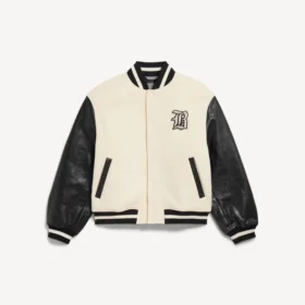 Jaqueta universitária masculina Balenciaga | Colaboração com a NBA em cor marfim