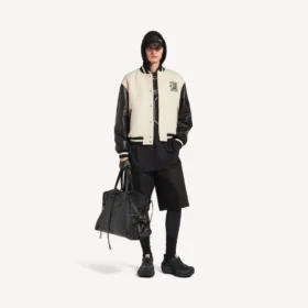 Jaqueta universitária masculina Balenciaga | Colaboração com a NBA em cor marfim