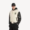 Jaqueta universitária masculina Balenciaga | Colaboração com a NBA em cor marfim