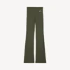 Leggings femininas de corte largo em estilo «techwear», nas cores cáqui/limão