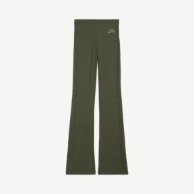 Leggings femininas de corte largo em estilo «techwear», nas cores cáqui/limão Leggings femininas de corte largo em estilo «techwear», nas cores cáqui/limão