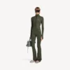 Leggings femininas de corte largo em estilo «techwear», nas cores cáqui/limão