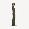 Leggings femininas de corte largo em estilo «techwear», nas cores cáqui/limão