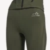 Leggings femininas de corte largo em estilo «techwear», nas cores cáqui/limão