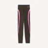 Leggings femininas de estilo «techwear» em castanho cáqui/rosa néon