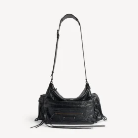 Mala a tiracolo masculina Le City com vários bolsos, tamanho médio, em preto